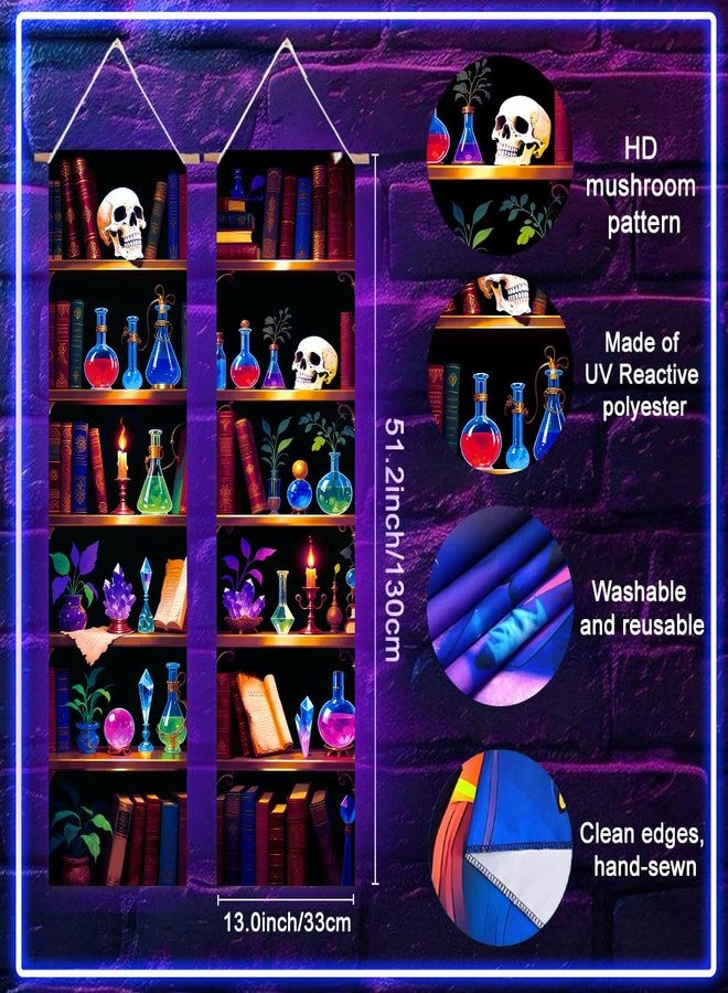 ACRNIGHEET 2 Pcs Black Light Tapestry Magic Bookshelf Trippy Blacklight Tapestry Art Wall Decor UV Reactive Blacklight Posters Aesthetic Room Wall Hanging Backdrop for Bedroom Home Decoration - Image 2